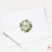 Sticker Rond Blanc printemps floral blanc marguerites verdure (Enveloppe)