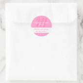 Sticker Rond Blanc rose Simple Mariage initial Favoriser Merci (Sac)
