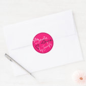 Sticker Rond Blanc rose vif moderne fait avec coeur d'amour (Enveloppe)