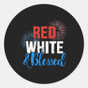 Sticker Rond Blanc Rouge Béni Pour La Fête De L'Indépendance Le