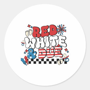 Sticker Rond Blanc Rouge Et 4 juillet Grossesse Dû Ba