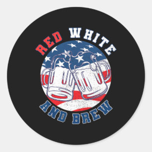 Sticker Rond Blanc Rouge Et Brûle ! Pour Une 4 juillet Bière Me