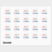 Sticker Rond Blanc rouge et deux 2e anniversaire (Feuille)