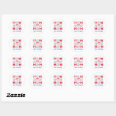 Sticker Rond Blanc rouge et deux juillet Fille 2e anniversaire (Feuille)