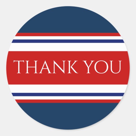 Sticker Rond Blanc rouge et Merci bleu (Devant)