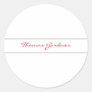 Sticker Rond Blanc Rouge tendance écriture manuscrite Plaine cr