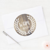 Sticker Rond Blanc rustique ferme Laurels Grange bois (Enveloppe)