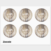 Sticker Rond Blanc rustique ferme Laurels Grange bois (Feuille)