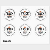 Sticker Rond Blanc Style Halloween "Trick or Treat" Imprimer (Feuille)