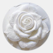 Sticker Rond Blanc sur Blanc - Rose Sculptée (Devant)