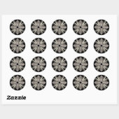 Sticker Rond Blanc sur noir Fractage Art Design (Feuille)