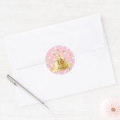 Sticker Rond Blanc Sur Pois Roses, Doux, 16 Sticker-Cust. (Enveloppe)