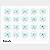 Sticker Rond Blanc Turquoise Bleu Enveloppe Sceau Fête Favorise (Feuille)