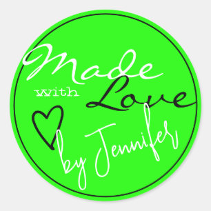 Sticker Rond Blanc vert clair moderne fait avec coeur d'amour