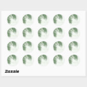 Sticker Rond Blanc Vert Élégant Palm Tropical Feuille Mariage (Feuille)