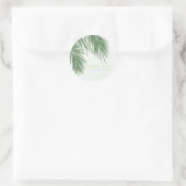 Sticker Rond Blanc Vert Élégant Palm Tropical Feuille Mariage (Sac)