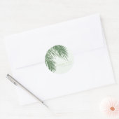 Sticker Rond Blanc Vert Élégant Palm Tropical Feuille Mariage (Enveloppe)