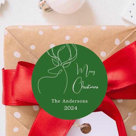 Sticker Rond Blanc vert rennes abstraits Noël moderne