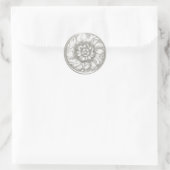 Sticker Rond Blanc Vintage Baroque Embossé Look Seal (Sac)