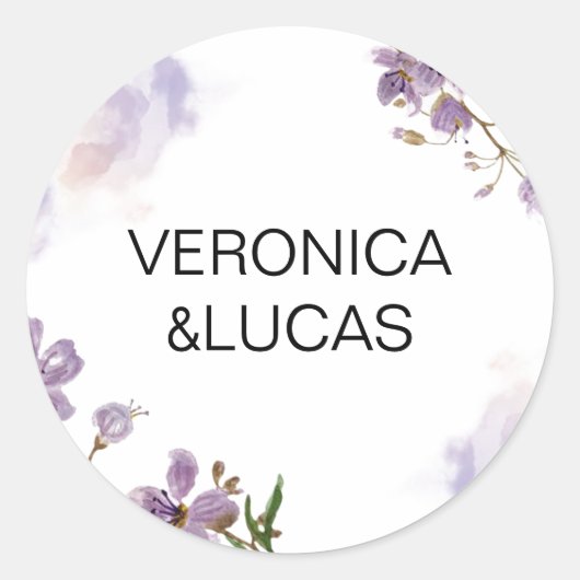 Sticker rond blanc violet Mariage (Devant)