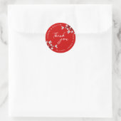 Sticker Rond Blanc Zen Sakura Cerry Blossoms Mariage d'Asie Rou (Sac)