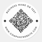 Sticker Rond BLANCHE | Code QR personnalisé professionnel (Devant)