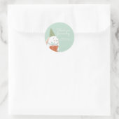 Sticker Rond BLANCHE. Cute Bunny Merci d'anniversaire (Sac)