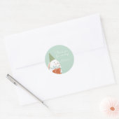 Sticker Rond BLANCHE. Cute Bunny Merci d'anniversaire (Enveloppe)
