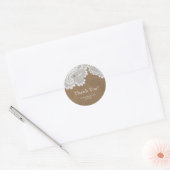 Sticker Rond Blanche dentelle et Brown rustique chic mariage él (Enveloppe)