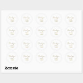 Sticker Rond BLANCHE | Mariage de Merci de script simple chic (Feuille)