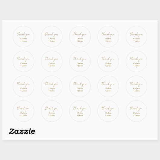 Sticker Rond BLANCHE | Mariage de Merci de script simple chic (Feuille)