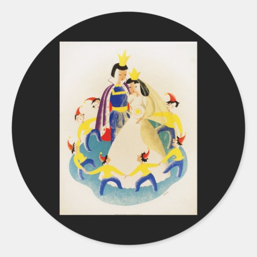Sticker Rond Blanche Neige et les sept nains (Devant)