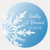 Sticker Rond Blanche-Neige sur Blue Winter (Devant)