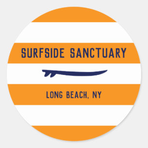 Sticker Rond Blancs avec Surf arrière - plan modifiable