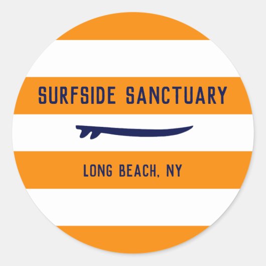 Sticker Rond Blancs avec Surf arrière - plan modifiable (Devant)
