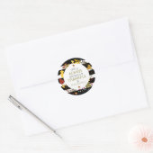 Sticker Rond Blancs et Noirs Chics Thanksgiving Wreath (Enveloppe)