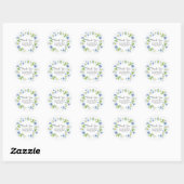 Sticker Rond Blancs Fleurs Bleues Graduation (Feuille)