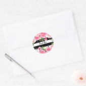 Sticker Rond Blancs noirs Fête des mariées florale rose (Enveloppe)
