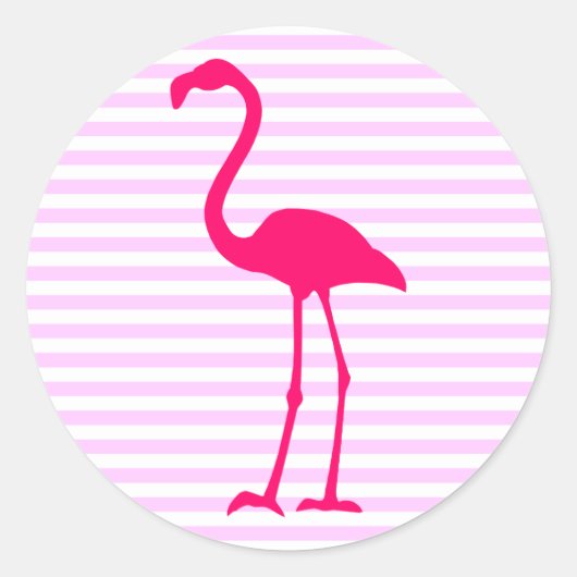Sticker Rond Blancs personnalisables Flamant rose rose chaud (Devant)