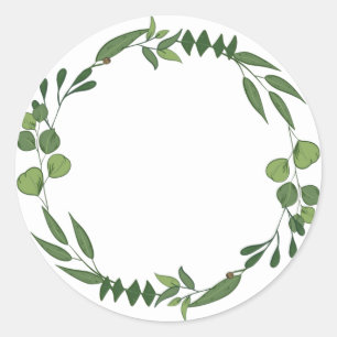 Sticker Rond Blank Elegant aquarelle ornement feuillus