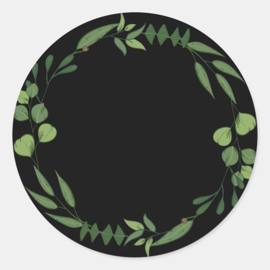 Sticker Rond Blank Elegant aquarelle ornement feuillus Classic  (Devant)