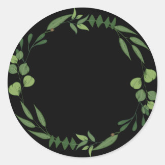 Sticker Rond Blank Elegant aquarelle ornement feuillus Classic