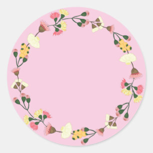 Sticker Rond Blank Elegant aquarelle ornement floral classique 