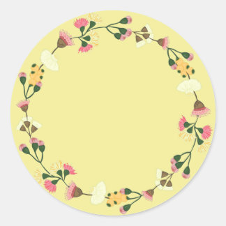 Sticker Rond Blank Elegant aquarelle ornement floral classique