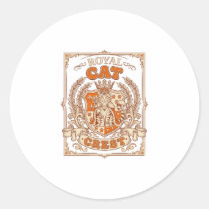 Sticker Rond Blason de chat royal Chat Héraldique Armoiries Vin