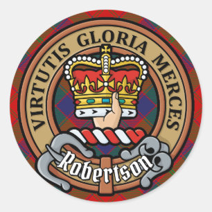 Sticker Rond Blason de clan Robertson sur tartan