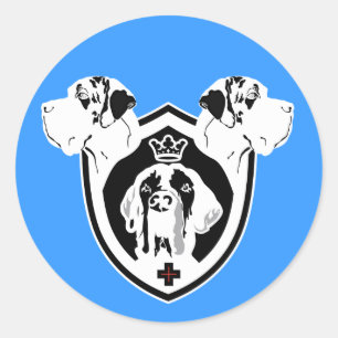 Sticker Rond Blason de Dogue Allemand noir blanc