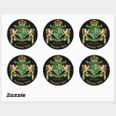 Sticker Rond Blason de la Monogramme Merci Vert Or Griffon (Feuille)