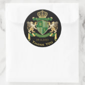 Sticker Rond Blason de la Monogramme Merci Vert Or Griffon (Sac)