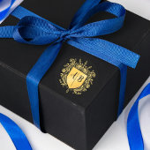 Sticker Rond Blason de monogramme de mariage or